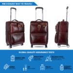 Vozik Pure Leather Luxury Dark Brown Rolling Luggage - Image 8