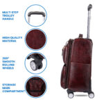 Vozik Pure Leather Luxury Dark Brown Rolling Luggage - Image 9