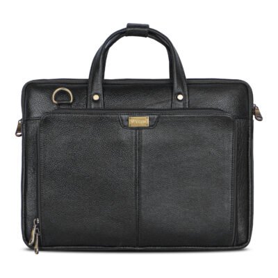 Vozik Premium Leather Laptop Bag - Black