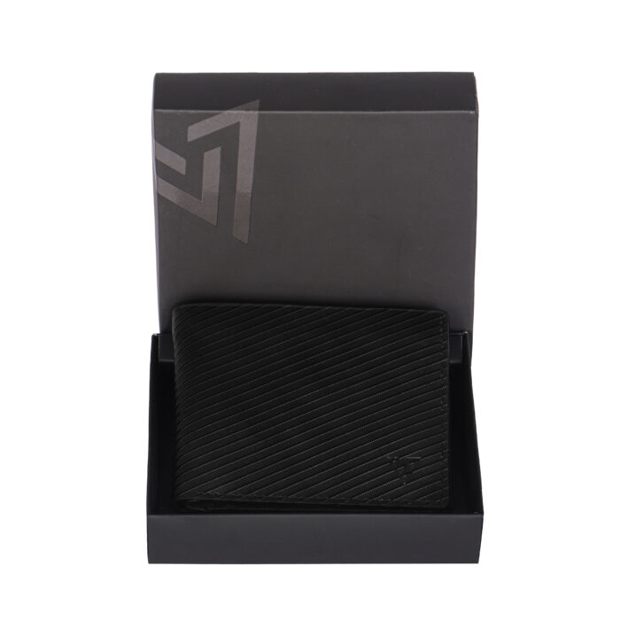 VOZIK Cross Line Black mens genuine leather wallet view in the box