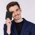 VOZIK Cross Line: Slim Mens Genuine Leather Wallet With 6 Card Slot (Black) - Image 4