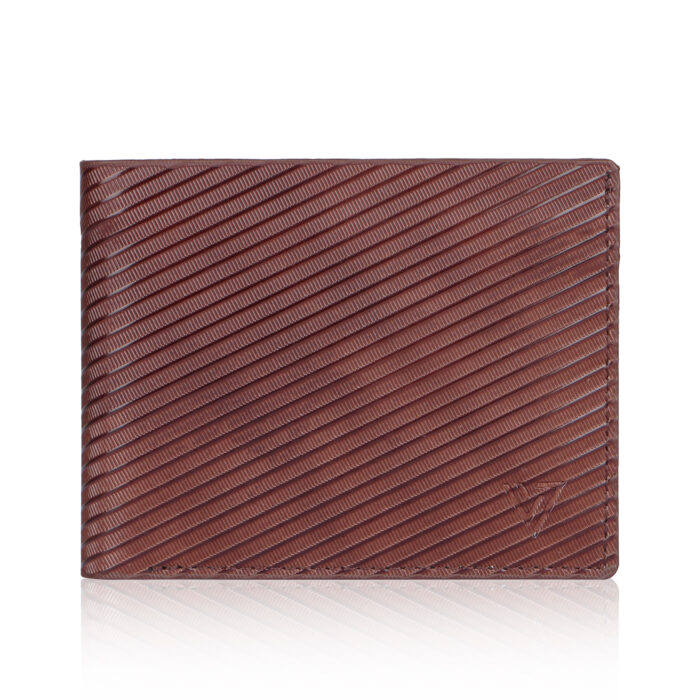 VOZIK mens genuine leather wallet close up view in cross line texture