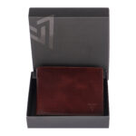 VOZIK Shiny Seed Brown Leather Wallet - Closed view, showcasing the rich mens genuine leather wallet and slight shine.