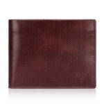 VOZIK Best Wallets for Men (Brown) - Close-up on the slightly shiny, brown leather wallet texture.