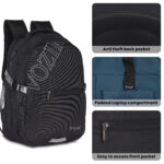 VOZIK Feature close-up showing anti-theft pocket, padded 15.6" laptop sleeve, and easy-access front pocket.